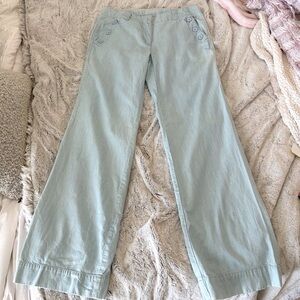 Ann Taylor Loft Original Trouser Cotton Straight Leg Sailor Buttons Pants
